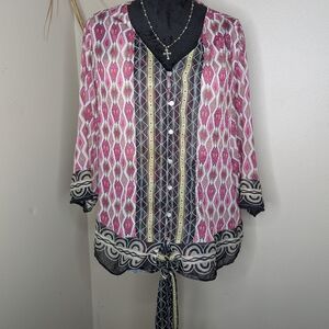 Sheer Pink White Blouse